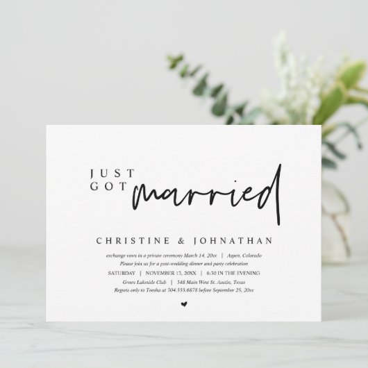 Fuite de mariage, Invitation de mariage juste célé (Debout devant)