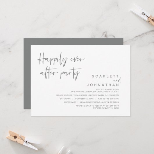Fuite de mariage, invitation pour la fête de bonhe (Devant/Arrière en situation)