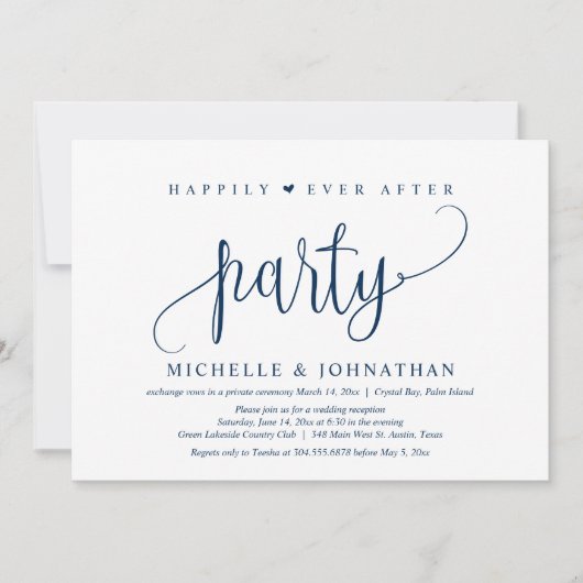 Fuite de mariage, invitation pour la fête de pour (Devant)