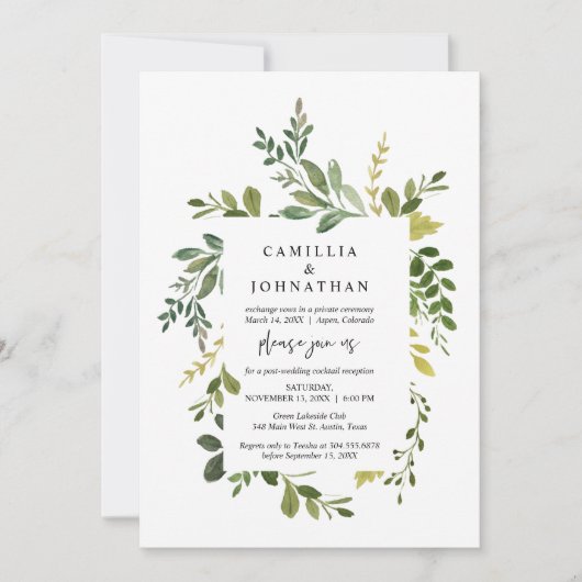 Fuite de Mariage, Invitation Thème de la Végétatio (Devant)