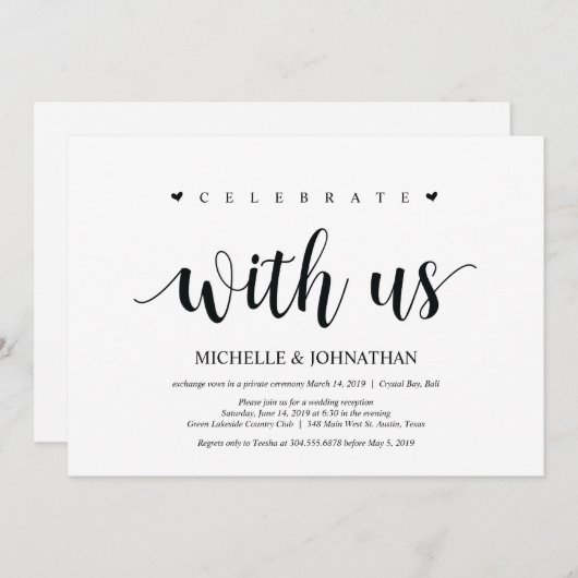 Fuite en amoureux, célébrez avec nous Invitations (Devant / Derrière)