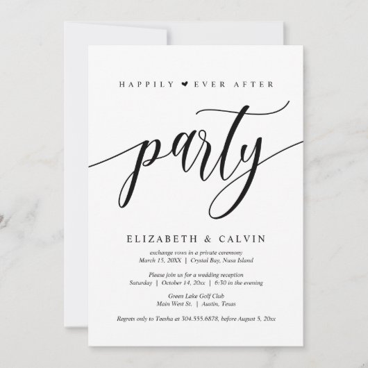 Fuite en mariage, invitation à la fête pour toujou (Devant)