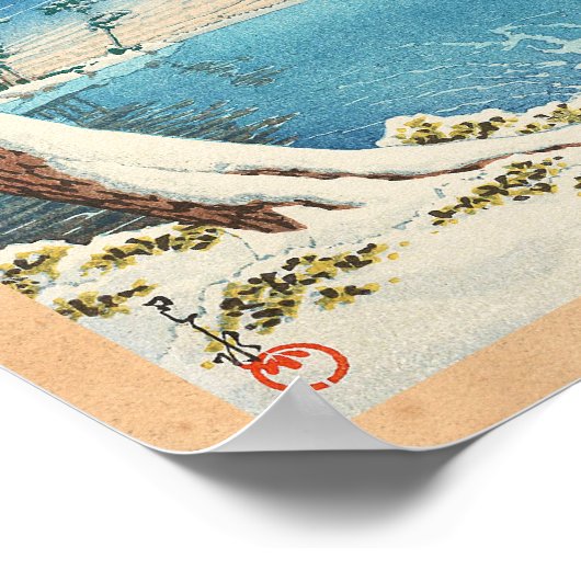 Fuji After Snow Hasui Kawase shin hanga scene Poster (Hoek)