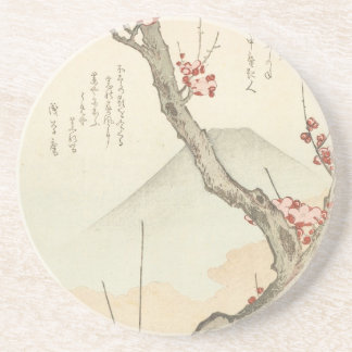 Fuji Behind a Blossoming Plum Tree Zandsteen Onderzetter