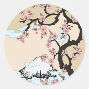 Fuji en Sakura Ronde Sticker