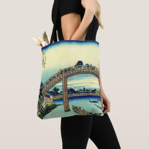 Fuji gezien door de Mannen Bridge in Fukagawa Tote Bag