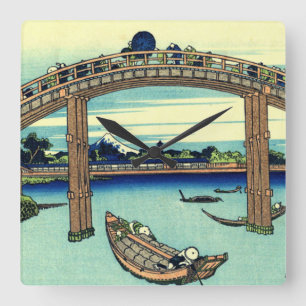 Fuji gezien door de Mannen Bridge in Fukagawa Vierkante Klok