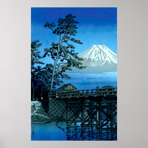 Fuji in het maanlicht Kawaibashi, Hasui Kawase Poster