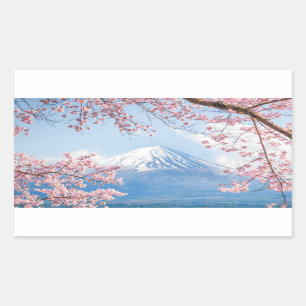 Fuji Mountain Meer van Kawaguchiko Lente in Ja Rechthoekige Sticker