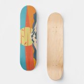 Fuji Retro Style Mountain Sunset in Japan Skateboard (Voorkant)