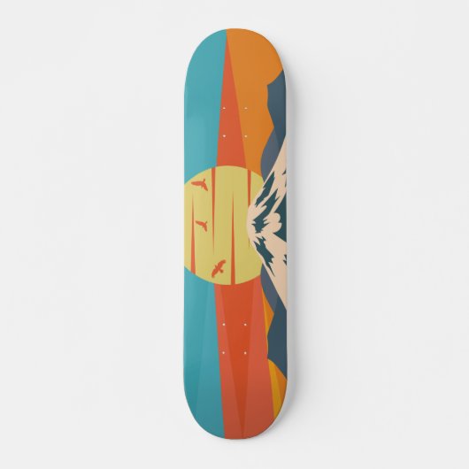 Fuji Retro Style Mountain Sunset in Japan Skateboard (Voorkant)