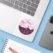 Fuji (roze) sticker (Laptop met iPhone)