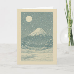 Fuji-san in Winter Japanse Kerstkaart Feestdagen Kaart