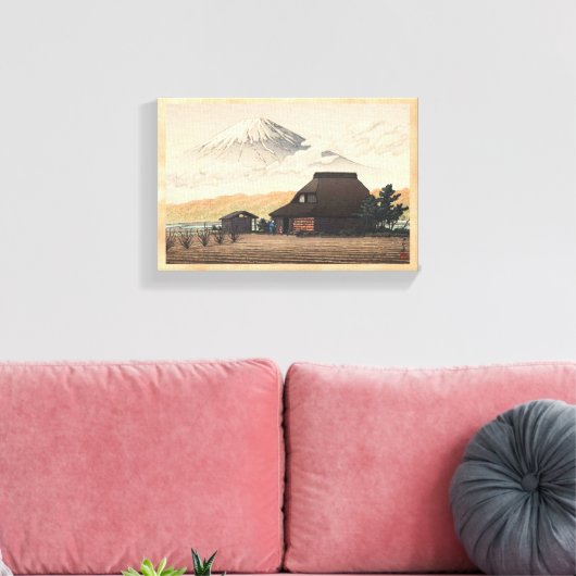 Fuji uit Narusawa Hasui Kawase shin hanga art Canvas Afdruk (Insitu (Woonkamer))