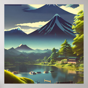 Fuji van het meer van Kawaguchi - Tsuchiya Koitsu Poster