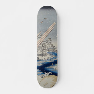 Fukagawa Lumberyards in Sneeuwse Vintage Ukiyo-e Skateboard