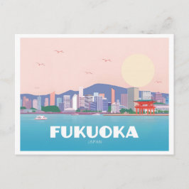Fukuoka Japan Pastel Travel Briefkaart