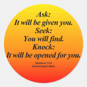 Fulfillment Matthew 7:7-8 Abbrev Ronde Sticker