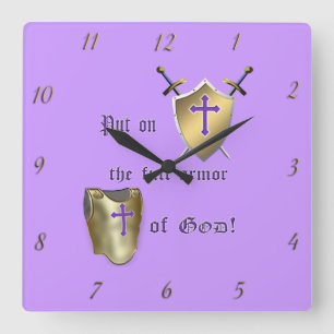 Full Armor Of God Wall Clock Vierkante Klok