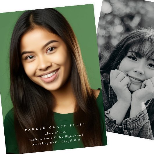 Full Bleed Modern 2 Photo Graduation Announcement Aankondiging