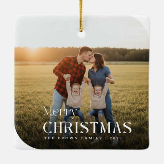 Full Bleed Rounded Family Photo Christmas Ornament (Achterkant)