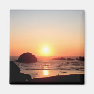 Full Color Face Rock Sunset Oregon Coast Magnet Magneet