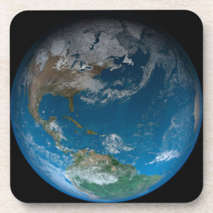 Full Earth met Noord- en Zuid-Amerika. Bier Onderzetter