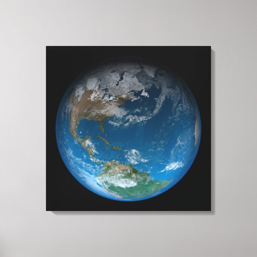 Full Earth met Noord- en Zuid-Amerika. Canvas Afdruk (Voorkant)
