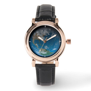 Full Earth met Noord- en Zuid-Amerika. Horloge