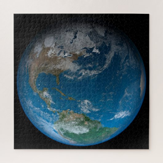 Full Earth met Noord- en Zuid-Amerika. Legpuzzel (Verticaal)