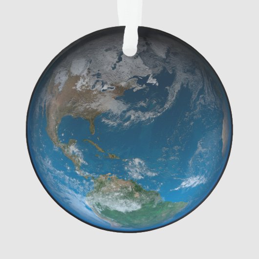 Full Earth met Noord- en Zuid-Amerika. Ornament (achterkant)