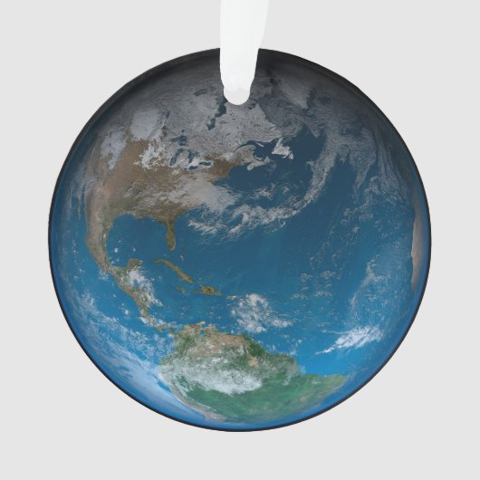 Full Earth met Noord- en Zuid-Amerika. Ornament (voorkant)