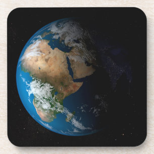 Full Earth toont gesimuleerde wolken boven Afrika. Bier Onderzetter