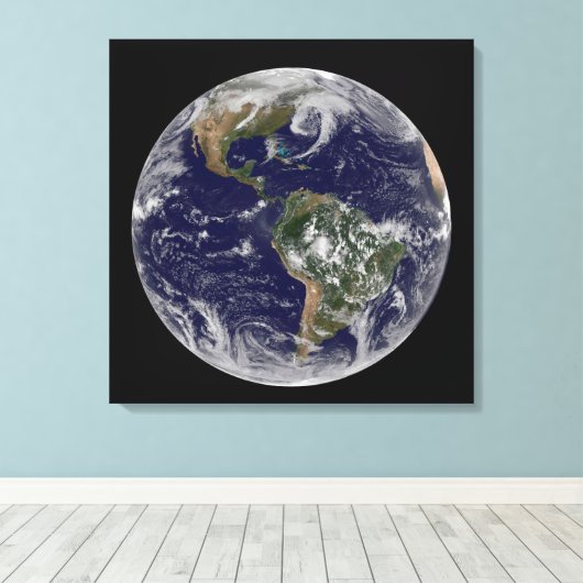 Full Earth toont lagedruksystemen. Canvas Afdruk (Insitu (Houten vloer))