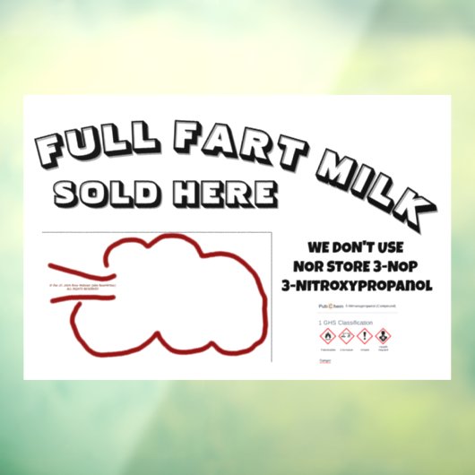 Full Fart Milk beroemd gemaakt door RoseWrites Win Raamsticker (Vel 3)