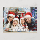 Full Front Photo Snowy Merry Kerstmis Briefkaart (Voorkant)