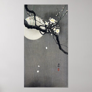 Full Moon and White Plum Blossom, Ohara Koson Poster