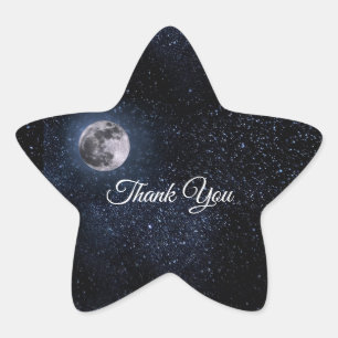 Full Moon Astrology Stars Celestial Blue White Ster Sticker