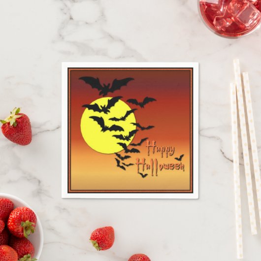 Full Moon Bats Halloween Napkins Servetten (Insitu)