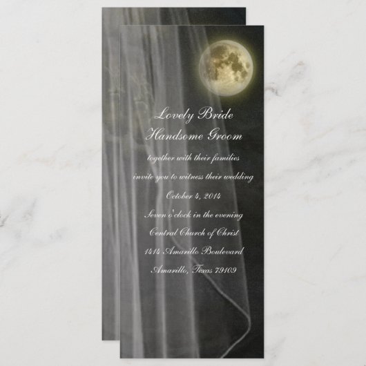 Full Moon Black Night Veil Ball Weddenschap Kaart (Voorkant / Achterkant)