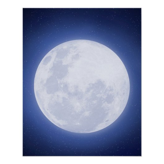 Full Moon Blue Aura Glossy Poster Perfect Poster (Voorkant)