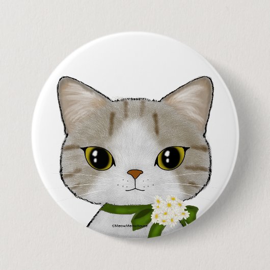 Full Moon Cat Ronde Button 7,6 Cm (Voorkant)