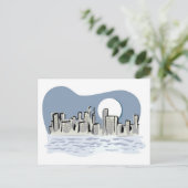 Full Moon City Skyline Briefkaart (Staand voorkant)