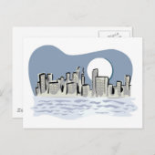 Full Moon City Skyline Briefkaart (Voorkant / Achterkant)