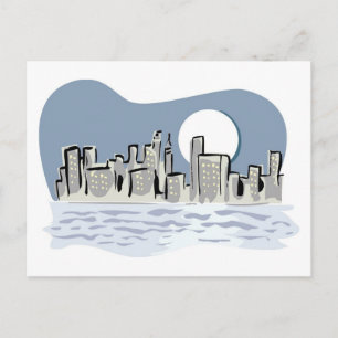 Full Moon City Skyline Briefkaart