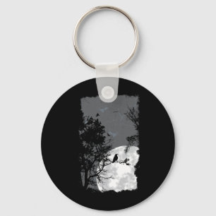 Full Moon Crow Gloomy Forest Costume Geweldige Hal Sleutelhanger