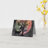 Full Moon Elk Silhouette denking van uw Kaart (Gele Bloem)