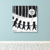 Full moon en Katten, Louis Wain Canvas Afdruk (Insitu (Houten vloer))