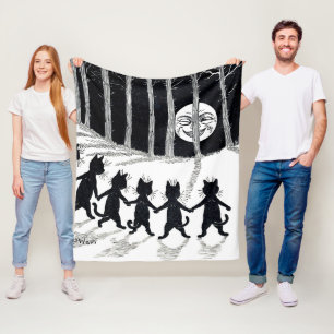 Full moon en Katten, Louis Wain Fleece Deken
