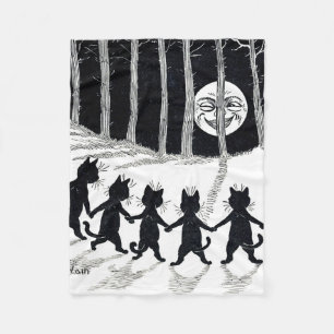Full moon en Katten, Louis Wain Fleece Deken